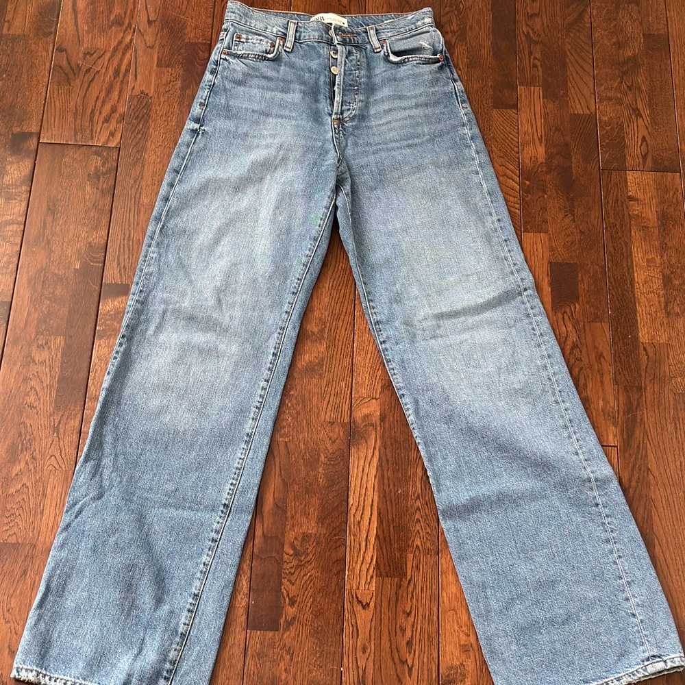 Zara The Boo Full Length Light Blue Wide-Leg Women's Jeans